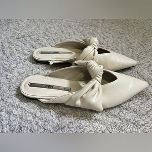 Cream Zara Slip On Mules
